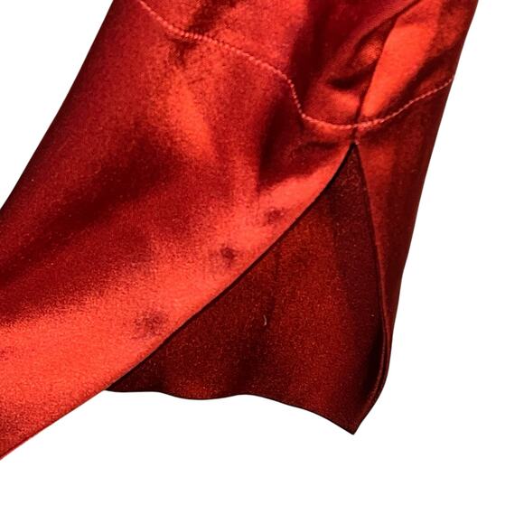 Nanushka Rust Red Satin Midi Dress Long Sleeve Mock Neck Minimalist Size M - Picture 7 of 12